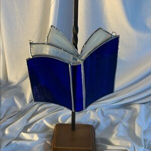 Blue Stained Glass Book Art